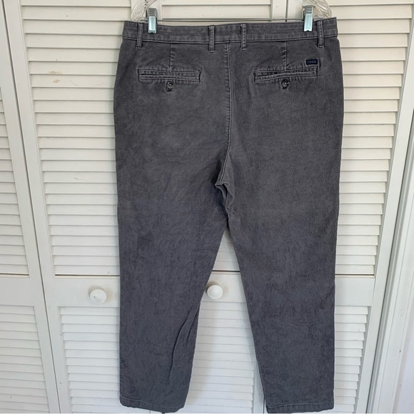 Izod Corduroy Chino Pants Men 34x32 Gray Straight Leg Flat Front Casual Work - Picture 4 of 12